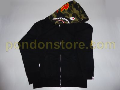 bape ponr shark hoodie black