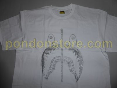 A BATHING APE bape glitter shark white silver tee Pondon Store