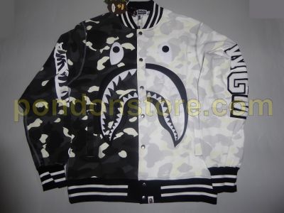 A BATHING APE : bape half city camo shark sweat varsity jacket