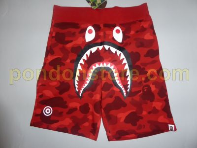 red and camo bape shorts
