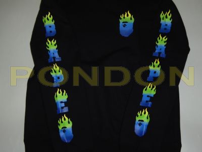 A BATHING APE : bape flame crewneck black [Pondon Store]