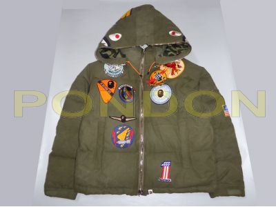 A BATHING APE bape readymade shark hoodie down jacket olive Pondon Store