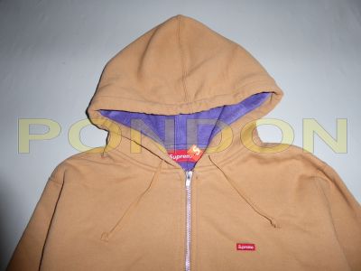 supreme : Contrast Zip Up Hooded Sweatshirt brown [Pondon Store]