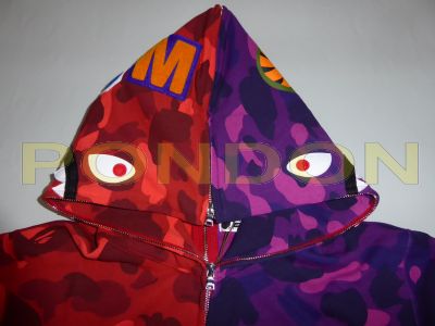 Bape Color Camo Separate Shark Full Zip Hoodie Red/Purple
