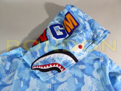 Bape fire camo shark full zip hoodie blue hot sale