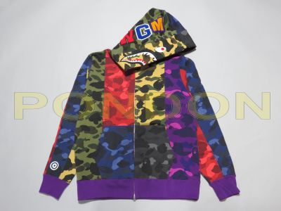 mix camo crazy shark full zip hoodie