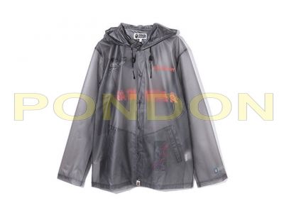 A BATHING APE clear pvc hoodie jacket black Pondon Store