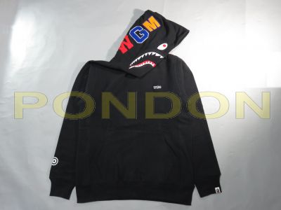 Bape shark emblem pullover hoodie black hot sale