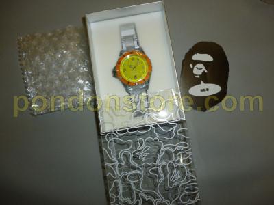 A BATHING APE bape watch bapex clear plastic orange yellow ape