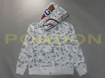 A BATHING APE : space camo shark full zip double hoody white