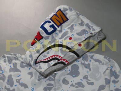 A BATHING APE : space camo shark full zip double hoody white