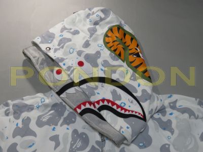 A BATHING APE space camo shark full zip double hoody white