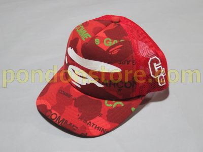 A BATHING APE : comme des garcons osaka x bape mesh cap red