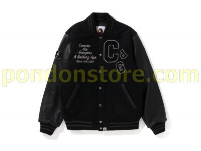 A BATHING APE comme des garcons osaka X BAPE VARSITY JACKET black Pondon Store