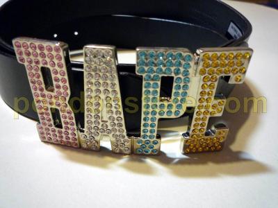 A BATHING APE : bape rhinestone black/multi belt [Pondon Store]