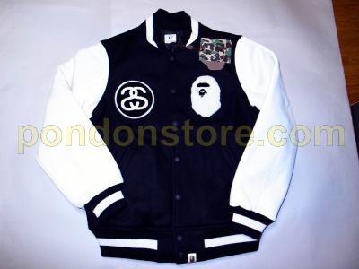 bape varsity jacket black