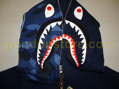 bape shark hoodie navy