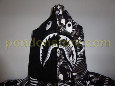 A BATHING APE bape dazzle camo shark hoody black Pondon Store