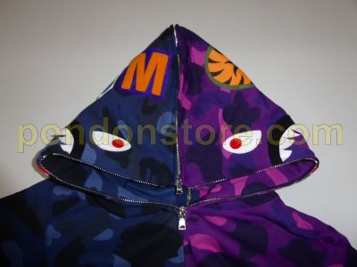 half blue half purple bape hoodie