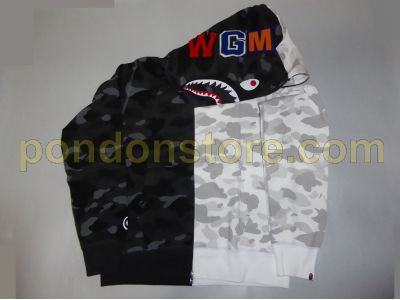 half black half white bape hoodie